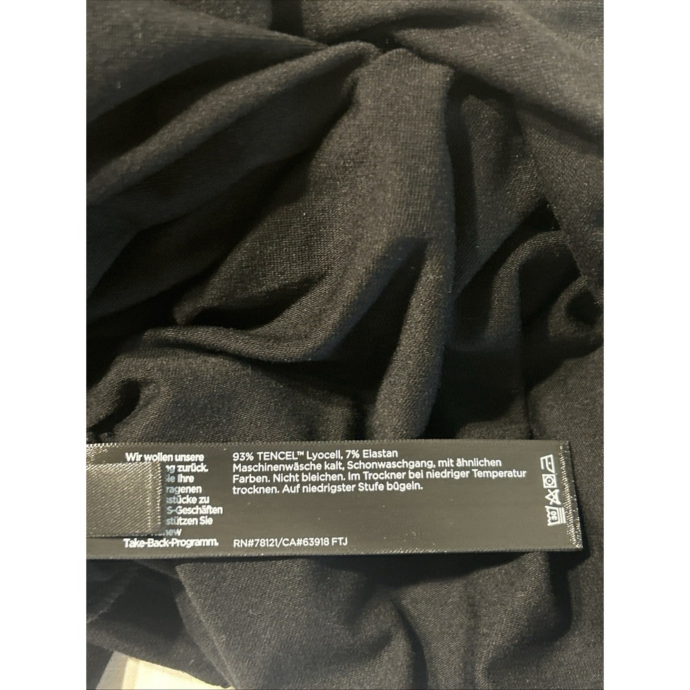 Eileen Fisher Black Midi Dress L/Sleeve Boat Neck XL Tencel Lyocell Minimalist - Picture 5 of 5